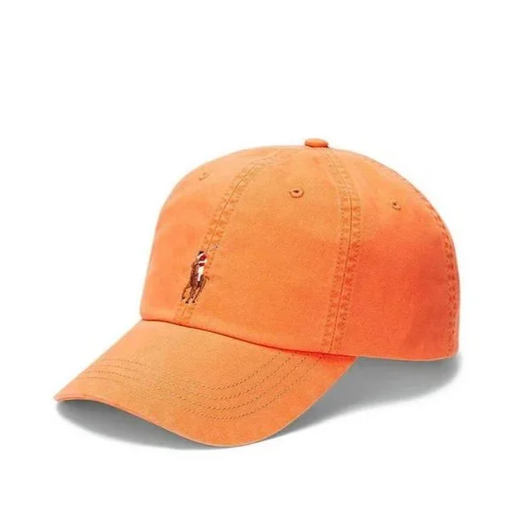New NWT Polo Ralph Lauren Men Cotton Chino Ball Cap Hat Color Lifeboat Orange - Picture 1 of 14